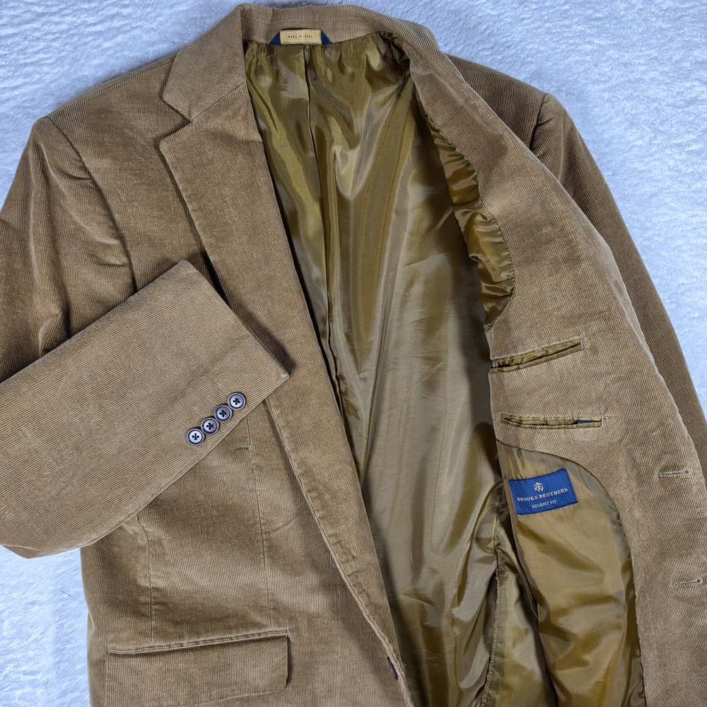 Brooks Brothers Regent Fit Mens 42R Beige Stretch Corduroy L/S Button Up Blazer
